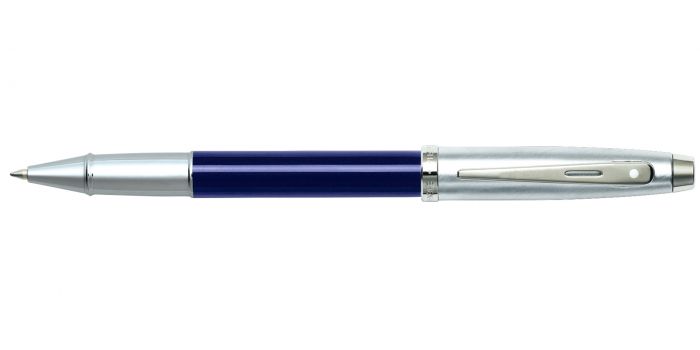 SHEAFFER 100 ROLLERBALL BLUE LAQUER BARREL BRUSHED CHROME CAP